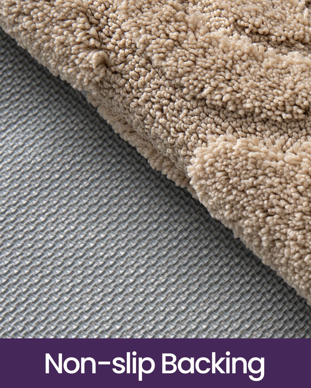 DEXI Bathroom Rug 17x30, Non Slip Washable Bath Mat for Shower Floor, Absorbent Soft Bathmat with Rubber Backing, Plush Fluffy Microfiber Floral Retro Carpet, Beige