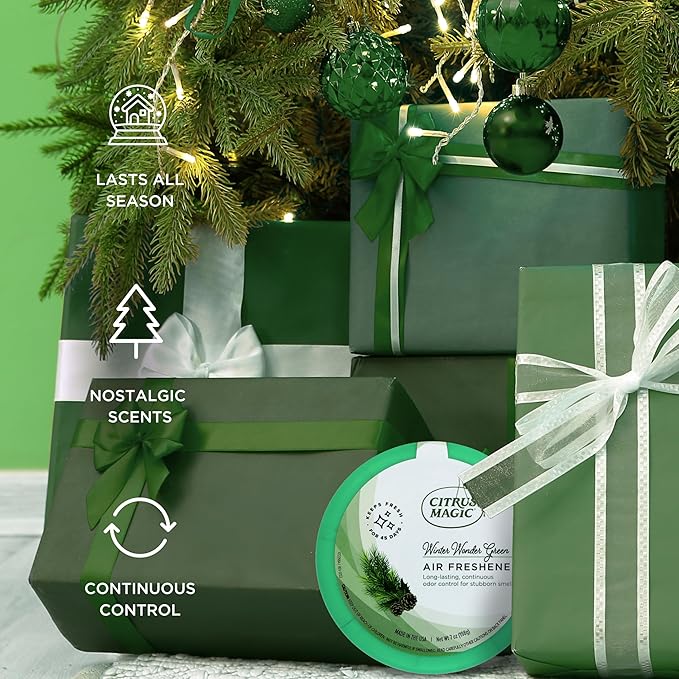 Citrus Magic Holiday Odor Absorbing Solid Air Freshener, Winter Wonder Green, 7-Ounce, Pack of 12