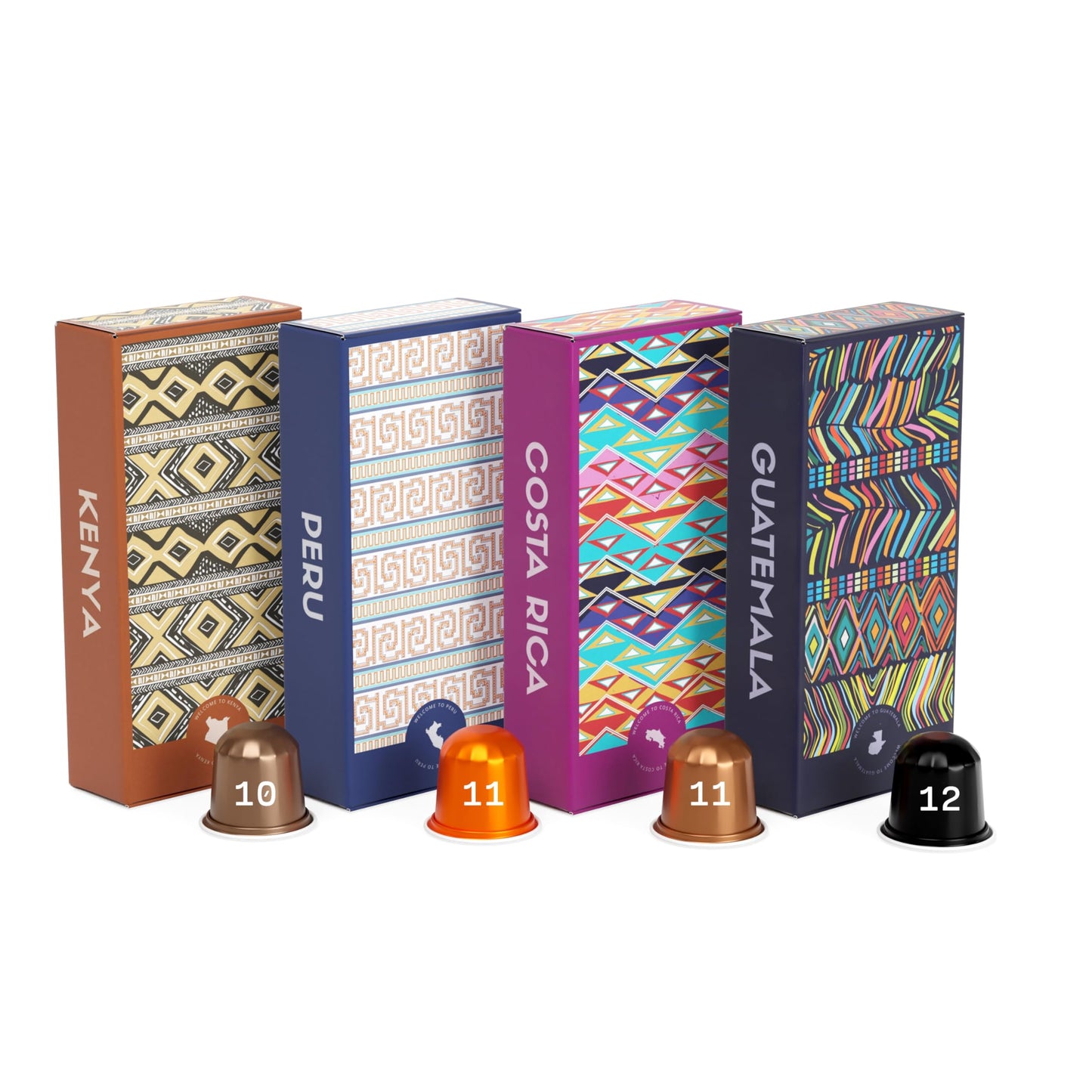 Atlas Coffee Club Espresso Pods Compatible with Nespresso Original– Extra Dark Roast Variety Pack (40 Count)– Aluminum Capsules from Kenya, Peru, Costa Rica & Guatemala– Intensity 10-12