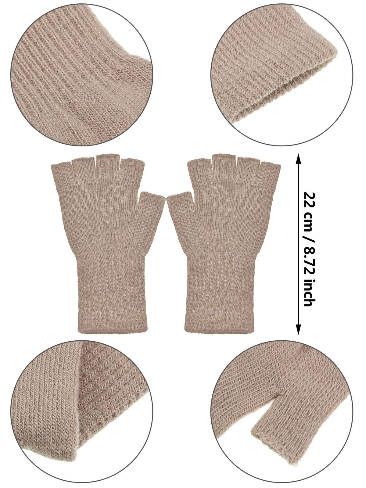 SATINIOR Winter Fingerless Gloves for Women Half Finger Typing Gloves with Long Wrist Cuff Knit Fingerless Mittens for Women(Black, White, Dark Grey, Light Tan,4 Pairs)