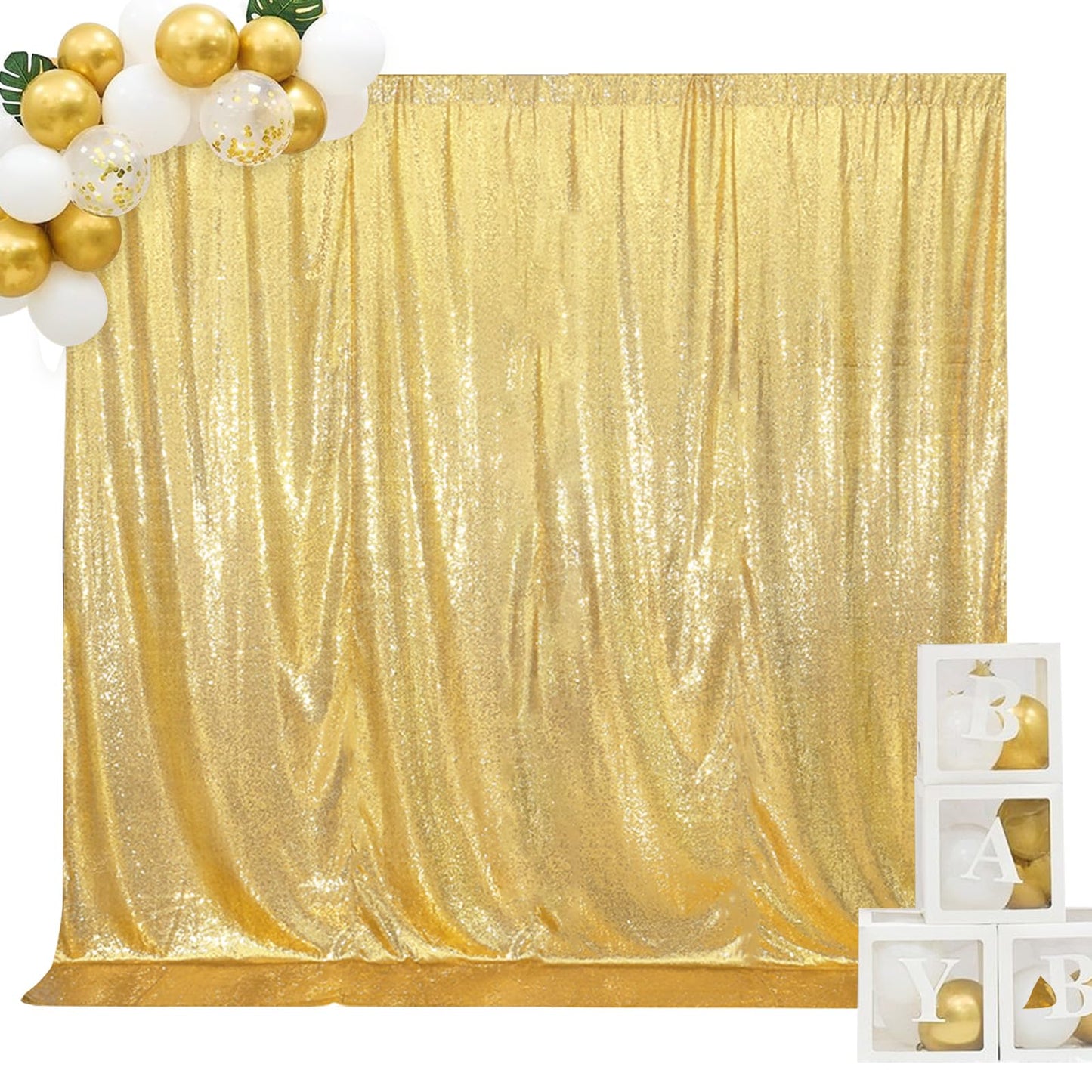 SquarePie Sequin Backdrop Curtain Not See Through Background for Wedding Party 6FT x 6FT Gold