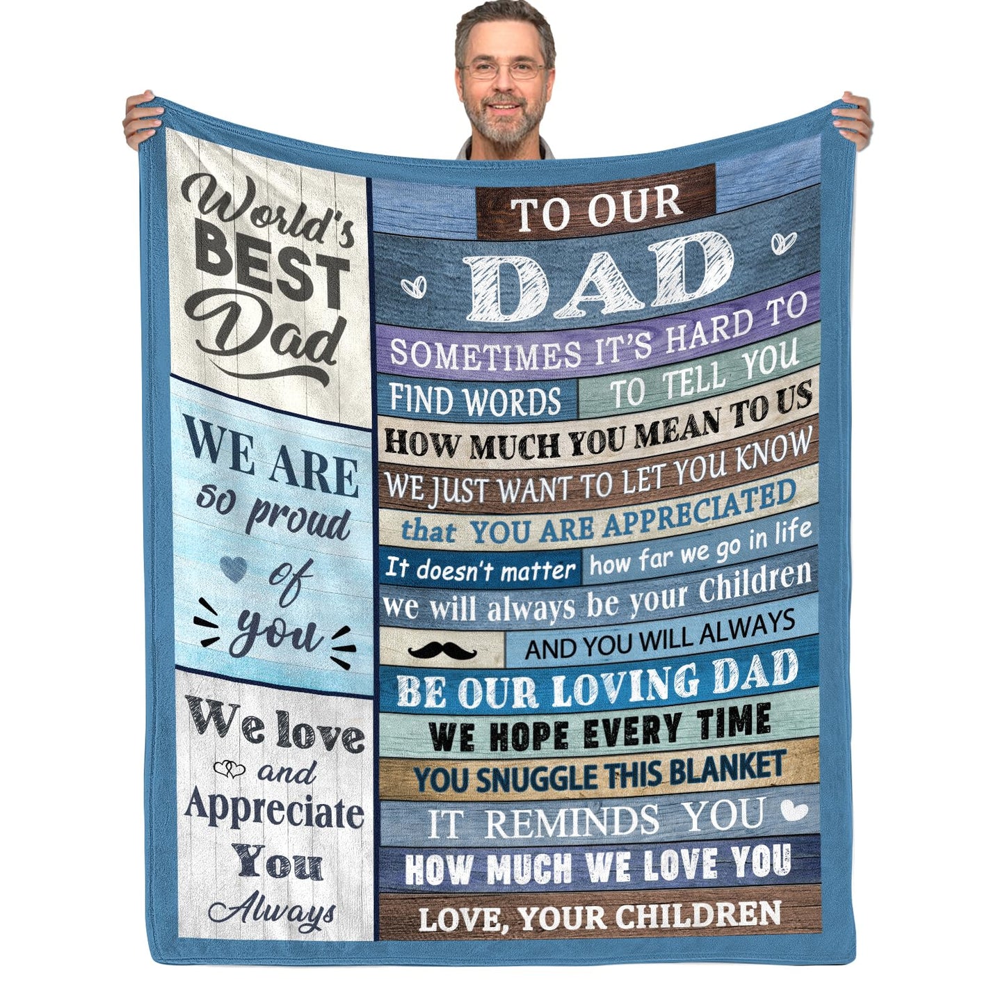 JOPJOLIW Dad Gifts for Dad Blanket, Birthday Gift for Dads from Kids Daughter Son Throw Blanket 60" X 50"