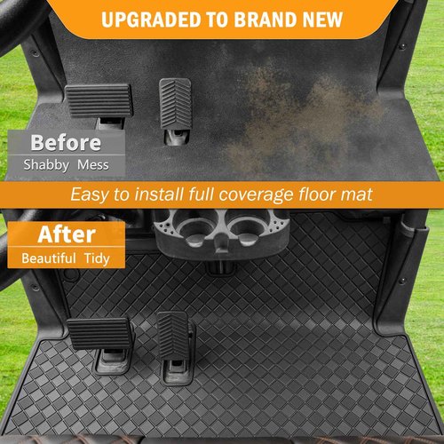 Golf Cart Floor Mat for EZGO RXV, Full Coverage Liner Mat Replacement Upgraded Non Slip 8 mm Thickness Rubber - Only Fits EZGO RXV (2008-2022) & 2Five (2009+)