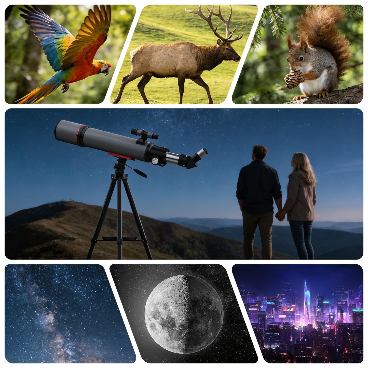 Telescope for Adults & Kids - 90mm Aperture 600mm Refractor High Powered Telescope for Beginners - Portable Astronomy Telescopes with Phone Adapter Tripod Carry Bag Gifts for Men