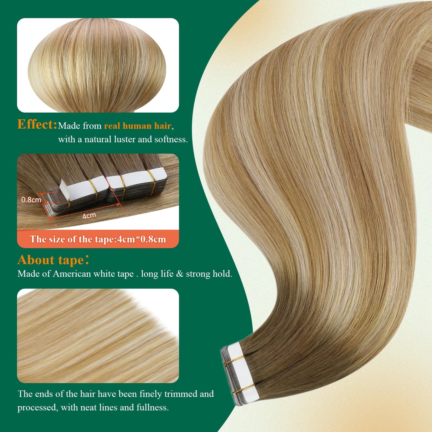 Tape in Hair Extensions Human Hair Blonde Balayage Tape in Extensions Human Hair Brown Ombre Honey Blonde Mixed Platinum Blonde