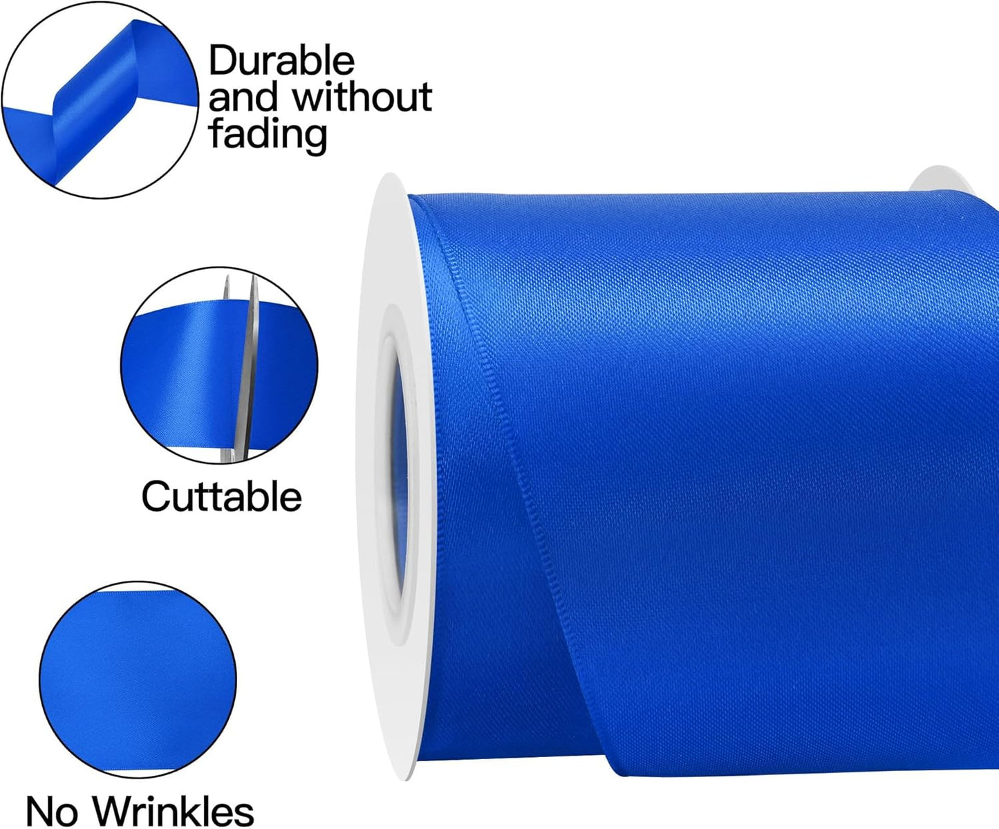 Royal Blue Satin Ribbon 3 Inch X 15 Yards Solid Color Double Faced Ribbons Perfect for Crafts Wedding Decor Bow Making Arts Sewing and More