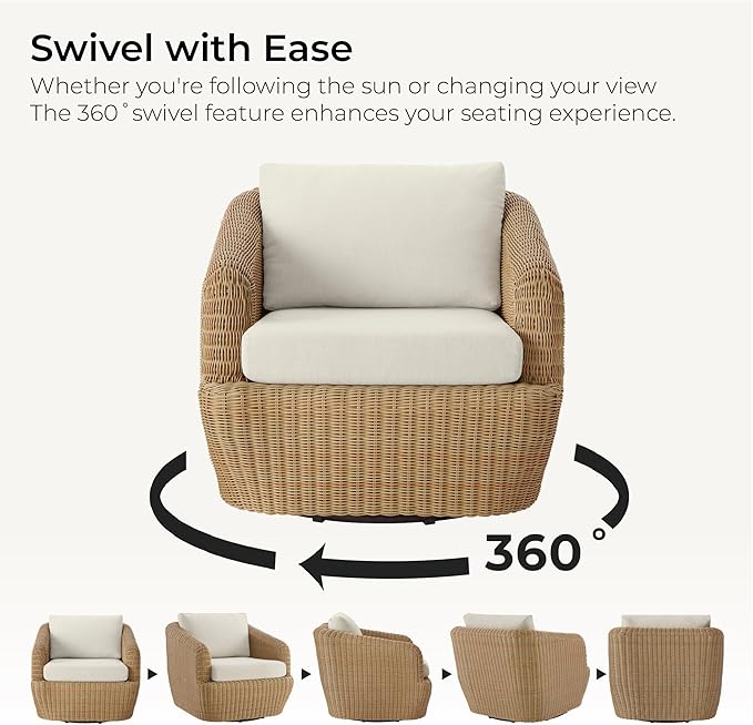 CHITA 4 Pieces Patio Wicker Furniture Set, Outdoor Rattan Bistro Set with Removable Thickened Cushions, Fully Assembled