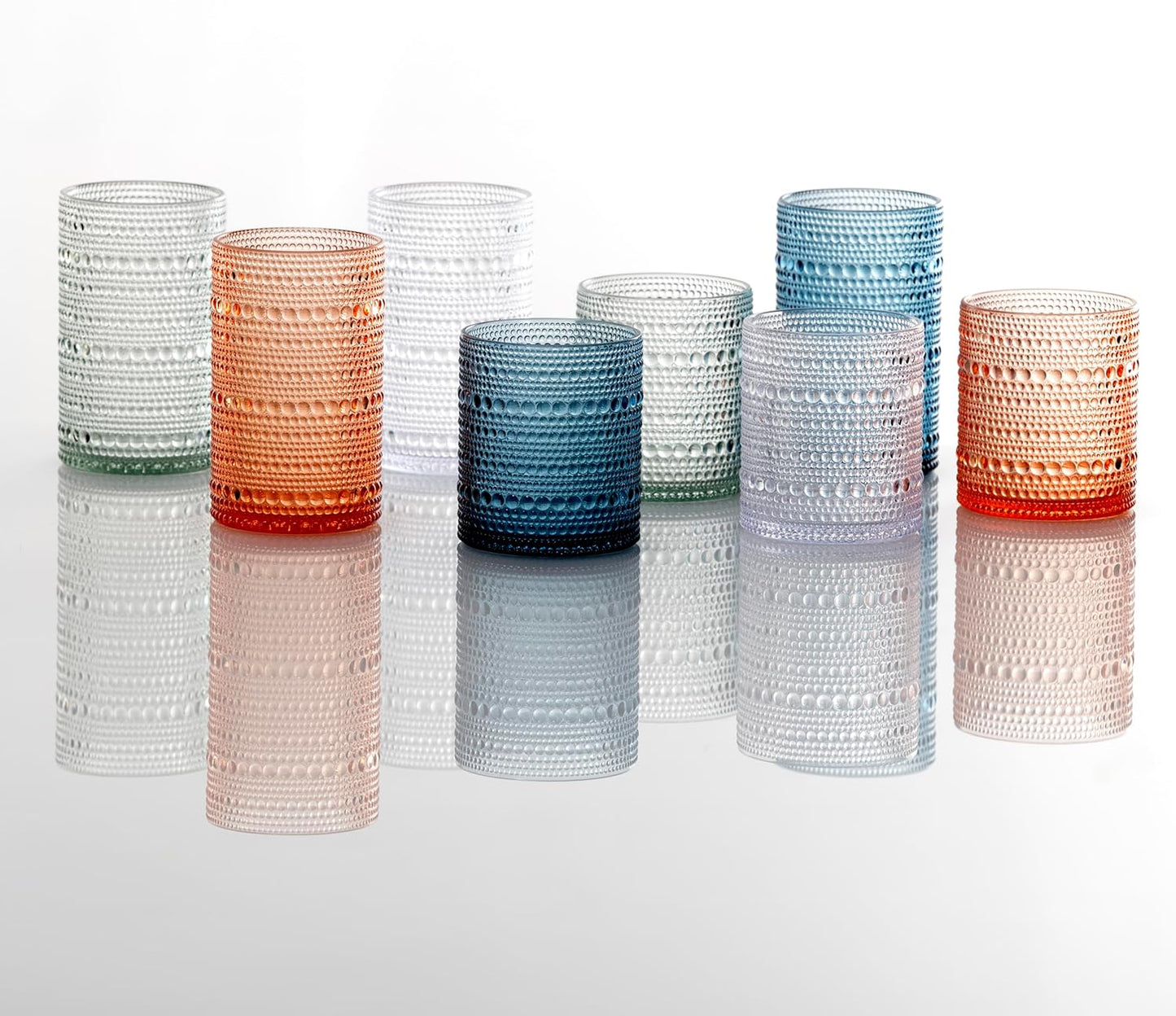 Fortessa Orbetto Outdoor Hobnail Plastic Drinkware Collection, DOF Beverage Cocktail Glass 4 Pack, 10.5 Ounce, Cornflower Blue