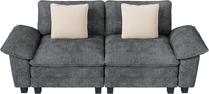 MIXPATIO 87" Cloud Modular Sectional Loveseat, 2-Seater w/Deep Seat & Removable Arms, Plush Chenille for Small Living Room & Apartment - Cyan