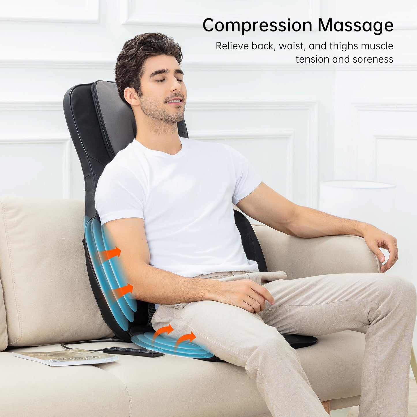 Snailax Neck Back Massager with Heat, Full Body Massage Chair Pad, Adjustable Compression, Rolling, Shiatsu Massage Seat Cushion, Chair Massagers,Gifts for Women, Man (Upgrade)
