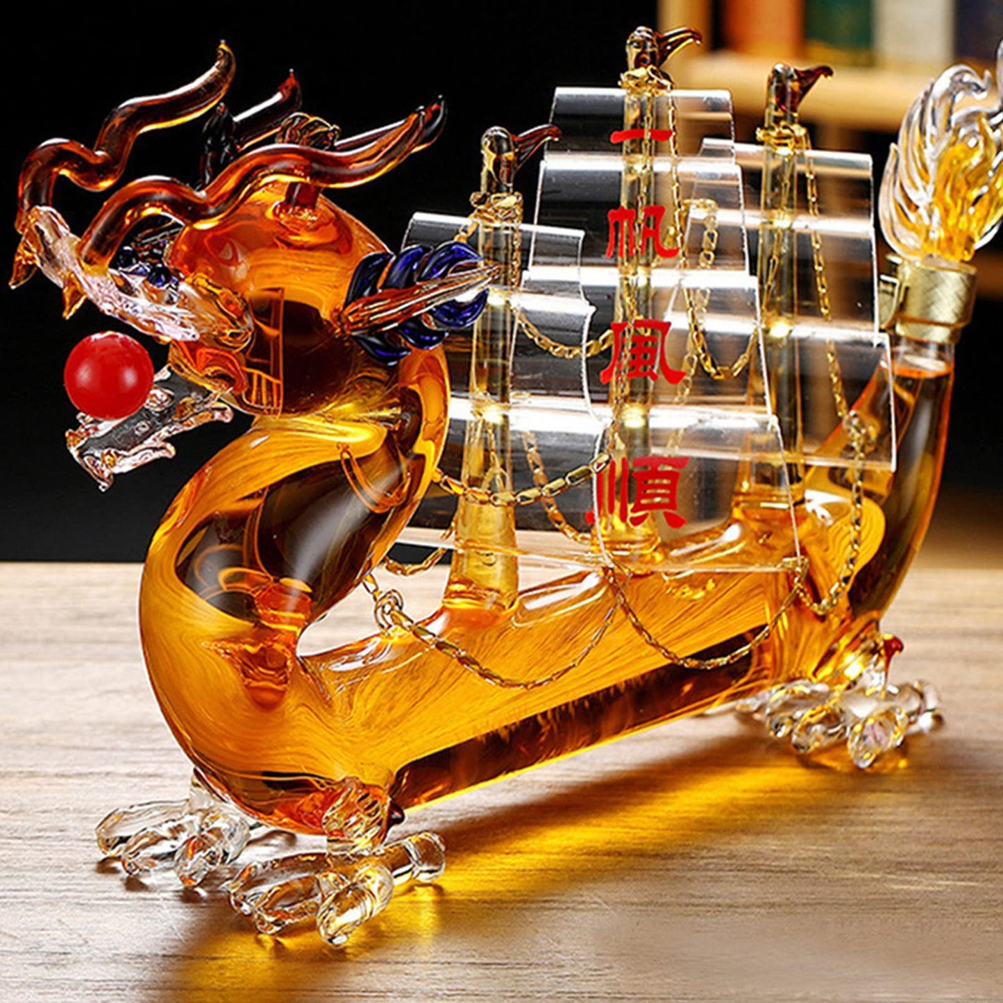 QQXX Dragon Zodiac Bottle Whiskey Decanter,Large Reusable Chinese Dragon Boat Wine Decanter,Zodiac Shape Whiskey Decanter for Liquor Scotch Bourbon