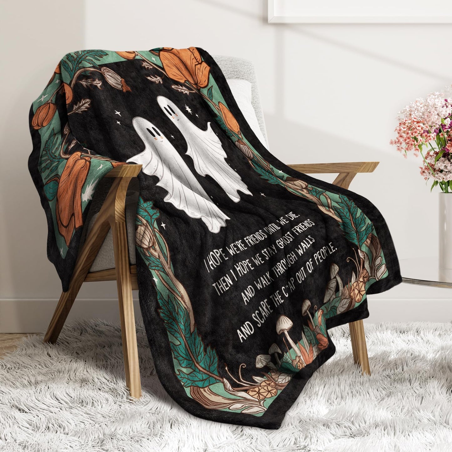 SteadStyle Friend Gift for Women - Funny Best Friend Friendship Birthday Mother's Day Halloween Ghost Blanket 60"x50"