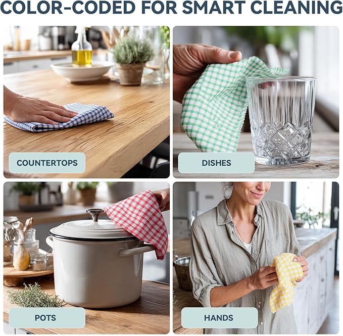 Egles 8 Packs Kitchen Dishcloths 12x12 Inches 100% Cotton Kitchen Dish Cloths for Washing Dishes Scrubbing Wash Cloths Dish Towels Sets (Mix Color)