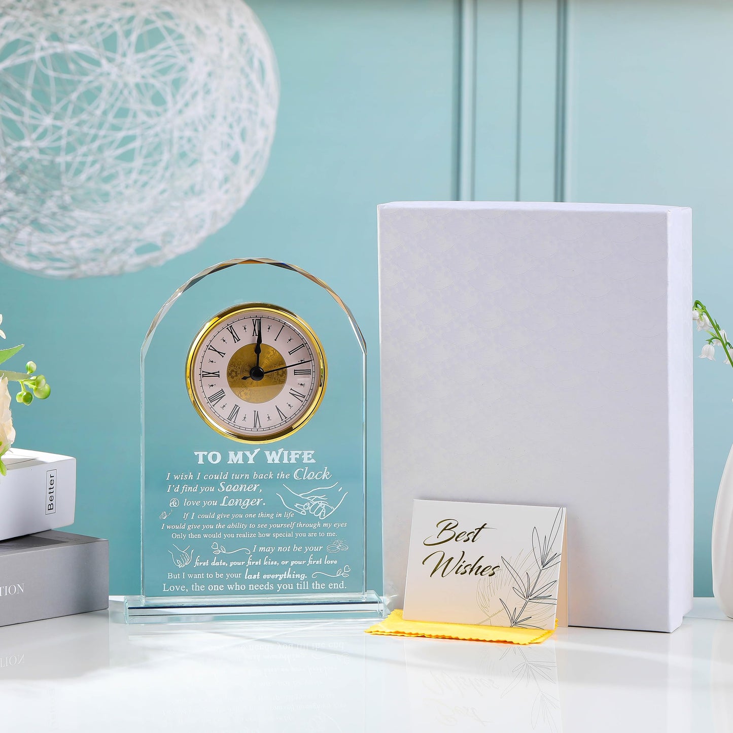 Movdyka Gifts for Wife from Husband Unique - Crystal Clock Gifts Personalized Gifts for My Lover Who Has Everything - Birthday Anniversary Wedding Present Ideas for Wife