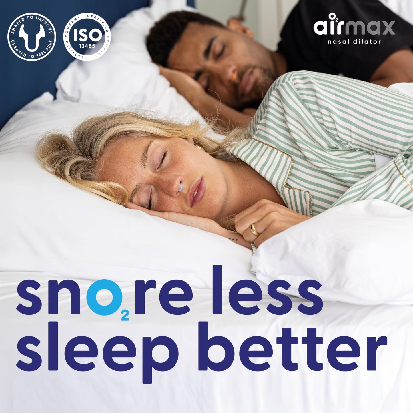 AIRMAX Nasal dilators for Sleeping - 76% More Airflow - Anti Snore Device - Breathe Freely Through The Nose - Sinus Relief, Sleep aid and snoring Solution - 2X Small Blue - 6 Month Relief