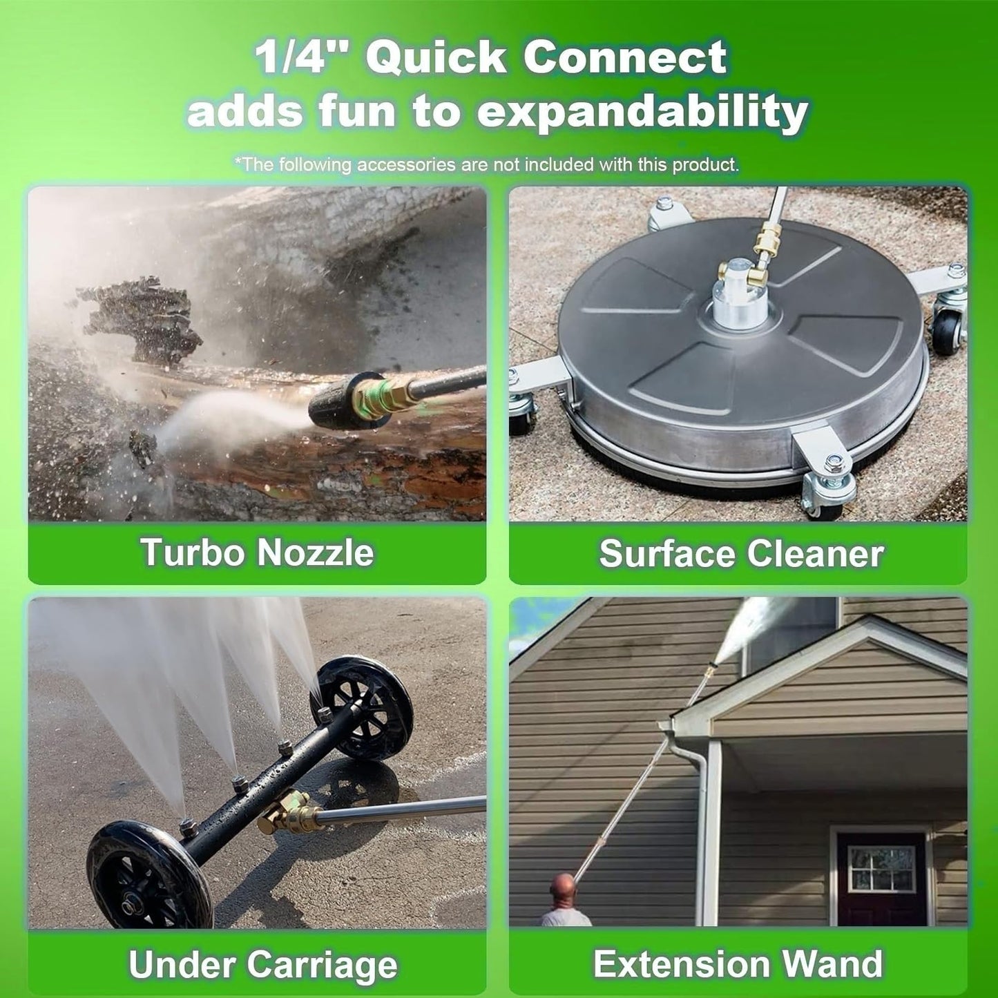 Electric Pressure Washer Adjustable 5000PSI 4.0 GPM High Power Washers with 33ft Hose Reel, 4 Nozzle and Foam Cannon, Power Washers Machine for Home, Cars, Patio (Green)