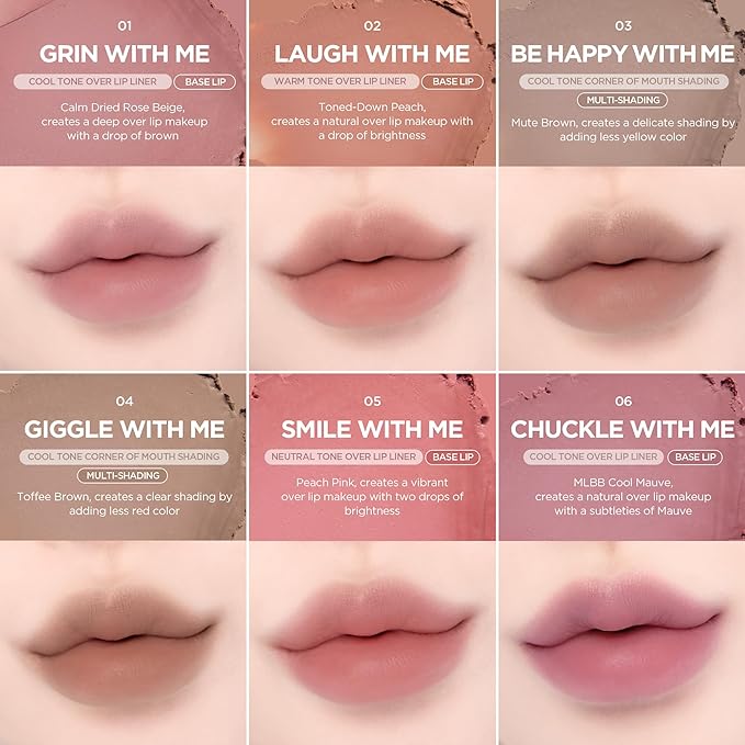 lilybyred Smiley Lip Blending Stick | Korean 3-in-1 Multi-Use Lip Liner, Smooth Creamy Texture, Long-Lasting Matte Finish, Soft Blur Effect, Precision Contour Pencil, 0.028 oz. (05 Smile with Me)