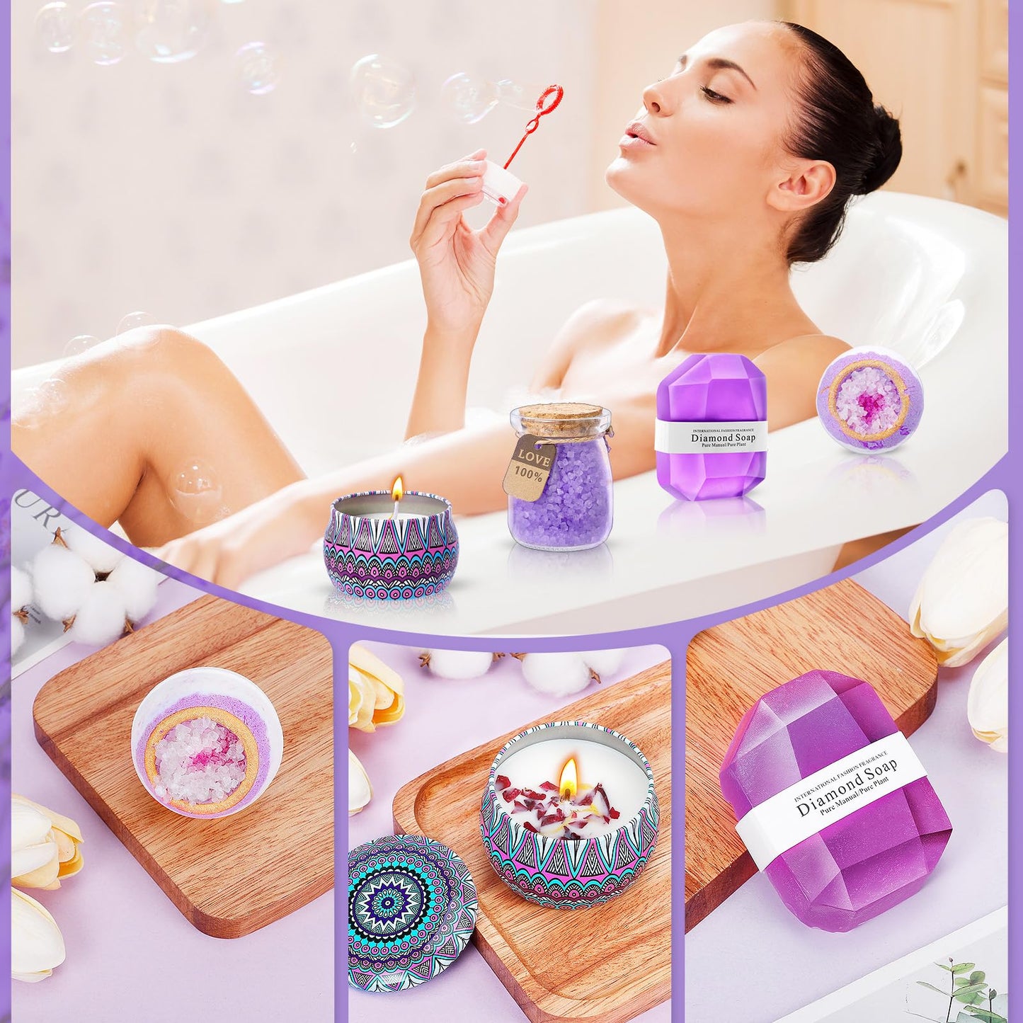 Birthday Gifts for Women Self Care Gifts Get Well Soon Gifts, Lavender Relaxing Spa Gifts Basket Care Package w/ Flannel Blanket 40 oz Tumbler, Unique Mothers Day Gifts for Mom Her Friend Sister Wife