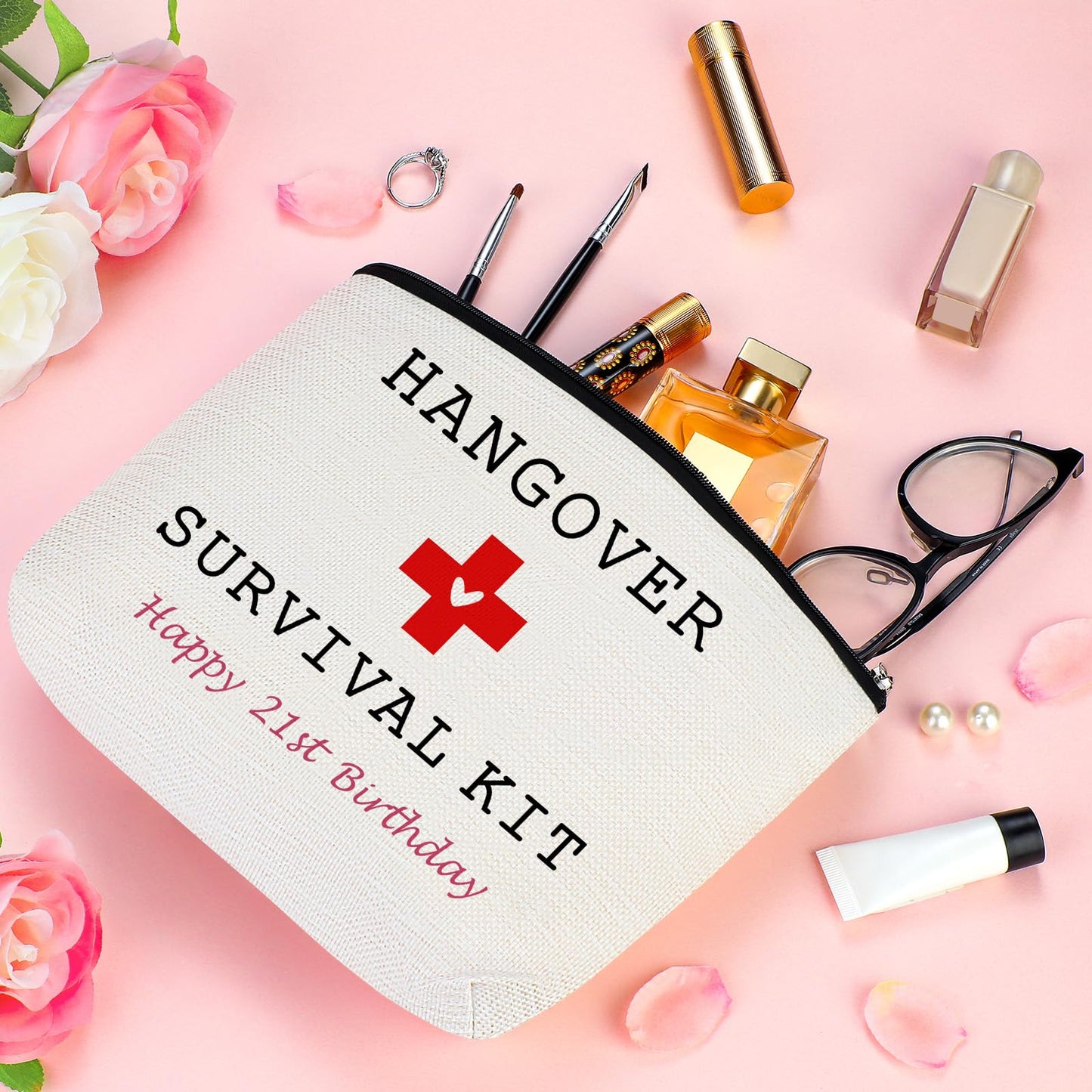 21st Birthday Gifts for Her Unique 21 Year Old Birthday Gifts for Her Funny Gift for 21 Year Old Female 21st Bday Decorations for Women - Wine Glass Toilet Paper Candle Makeup Bag
