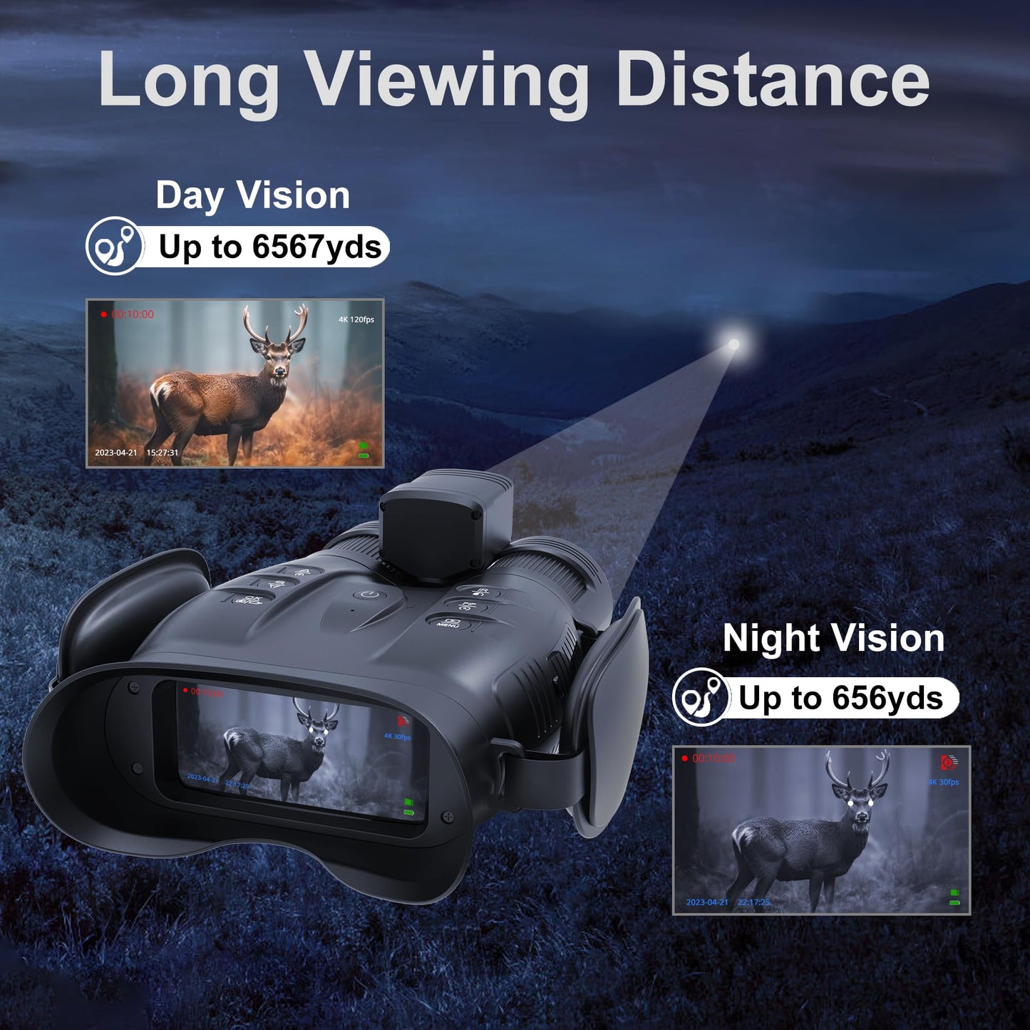 oneleaf.ai Find NV200 4K 50mm & 70mm Day/Night Vision Binoculars with Rangefinder
