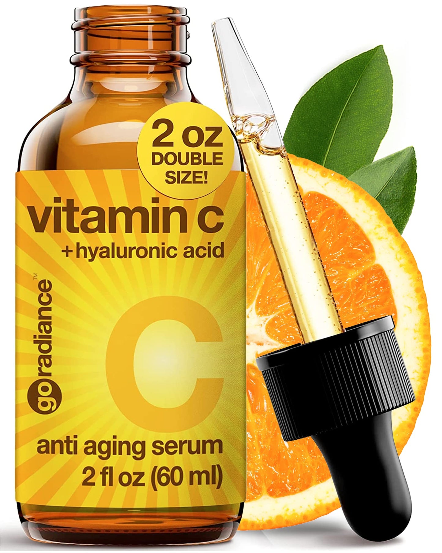 Go Radiance Double Size (2oz), 20% Vitamin C Serum for Face, Hyaluronic Acid, Vitamin C for Face Serum for Women