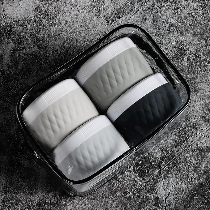 Travel Containers for Toiletries, Silicone Cream Jars BPA-Free, TSA Approved 2oz Travel Size Containers, Leak-proof Silicone Jars with Lid for Cosmetic Face Hand Body Cream (4 Pack)