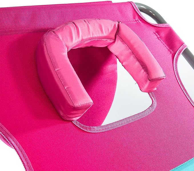 Ostrich Ladies Comfort Lounger with Chest Support, Portable Reclining Outdoor Patio Beach Lawn Camping Pool Tanning Chair, Pink, Chaise Lounge Only