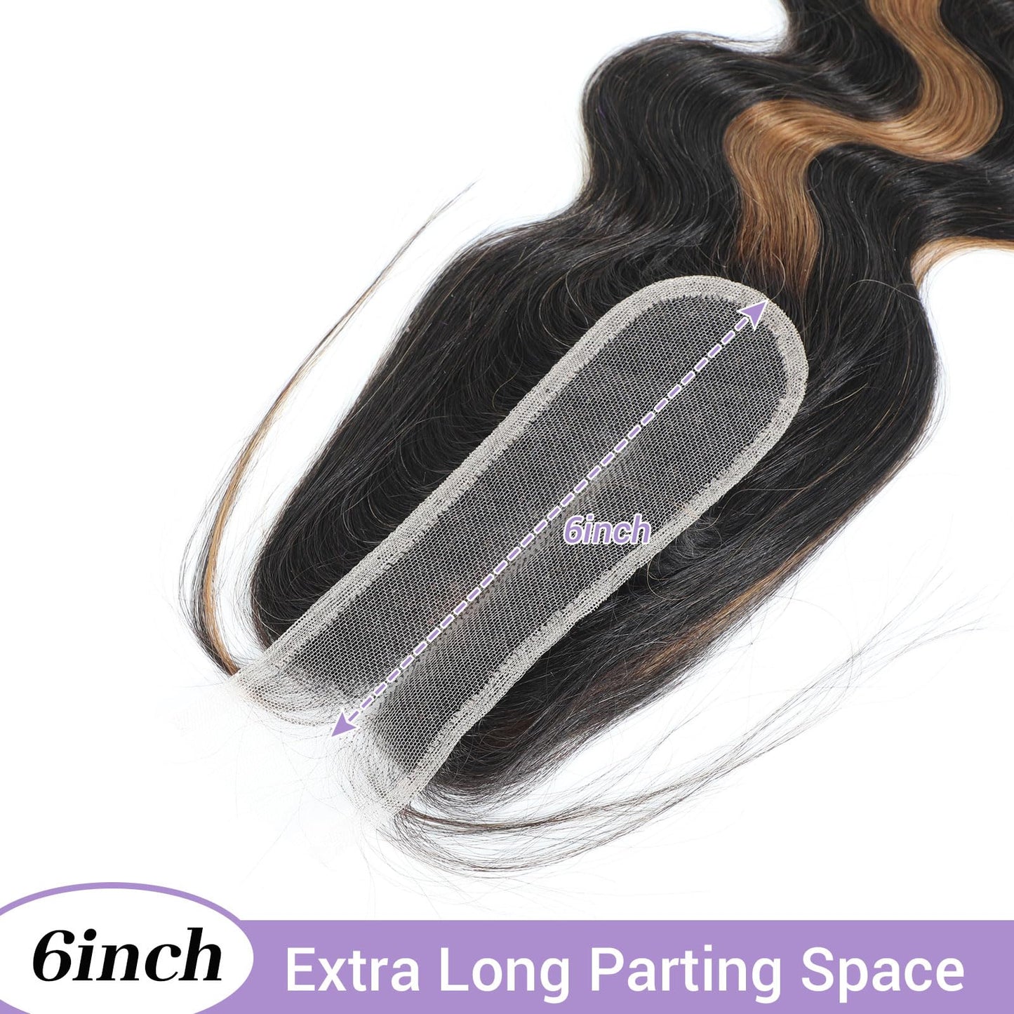 DSEKCAIN Body Wave 2x6 HD Lace Closure P1B/30 Highlight Brown Black Human Hair Transparent Lace Closure 2x6 Long Deep Middle Par