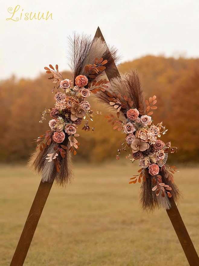 Wedding Arch Flowers, Artificial Flowers for Decoration, Large Flower Swag for Boho Styles Wedding Ceremony Floral Decor - Pack of 2