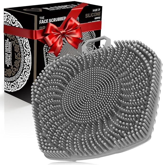Face Scrubber, Silicone Exfoliating Brush for Men Women, Facial Cleansing Brush, Manual Waterproof Cleansing Skin Care, Blackhead Removing Pore Cleansing Massaging Face Brushes - Grey