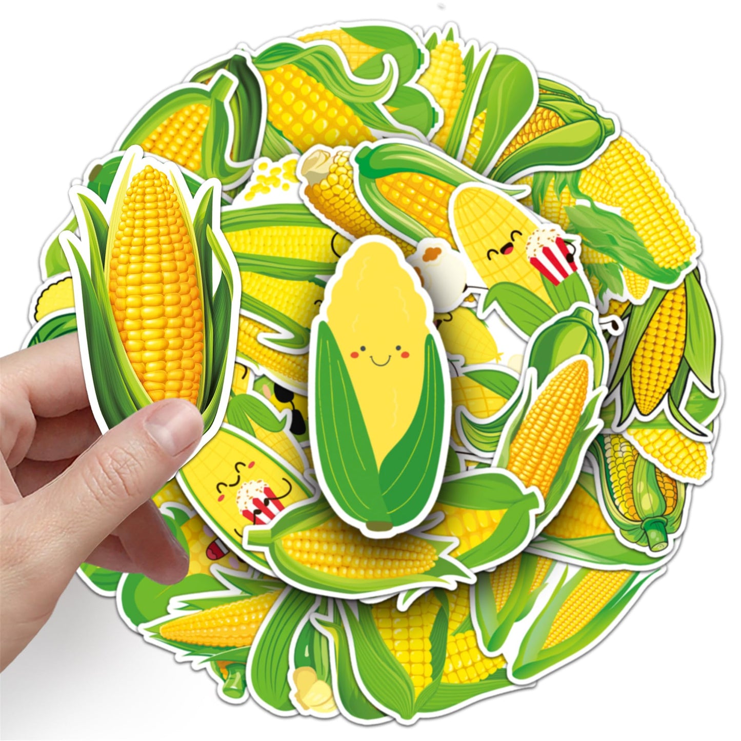 Aiwuding Corn Stickers Pack, 50PCs: Aesthetic Vinyl Waterproof Decals for Hydro Flask, Laptop, Water Bottle, Kids, Toddlers, Teens, Girls