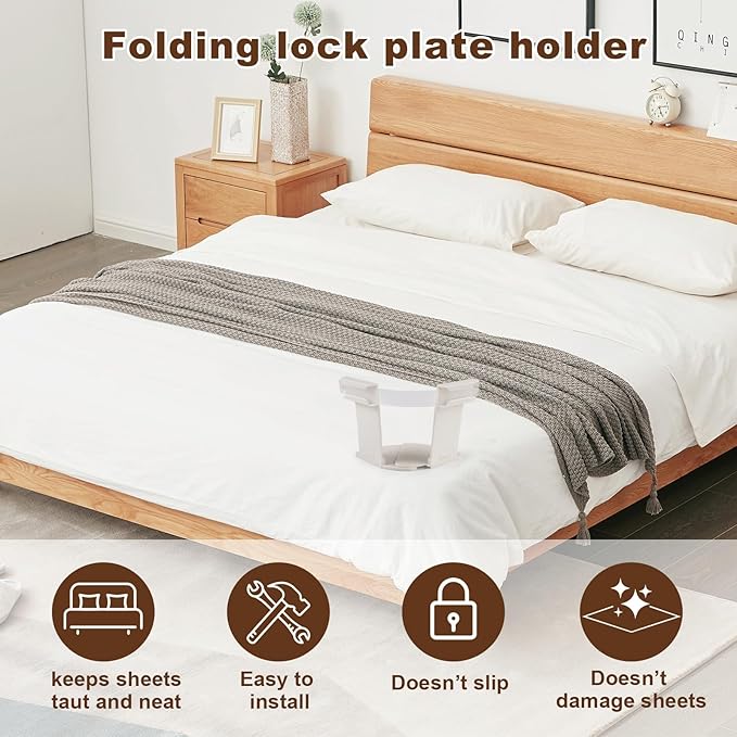 Dyale Bed Sheet Holders, Heavy Duty Straps for Fitted Sheets, Secure Fasteners for Twin Queen King Mattress Sizes (Ivory White)