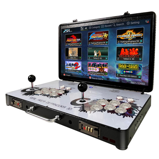 WYGAMING Portable 20000 in 1 Metal Box 3D Arcade Game Console, 22 inch Screen Retro Electronic Game Console, with Search/Hide/Save/Load/Pause Functions