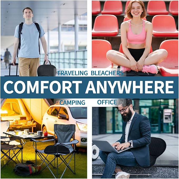 Newivi Portable 3D Breathable Seat Cushion – Foldable, Soft & Lightweight for Airplane Travel Stadium Cushion