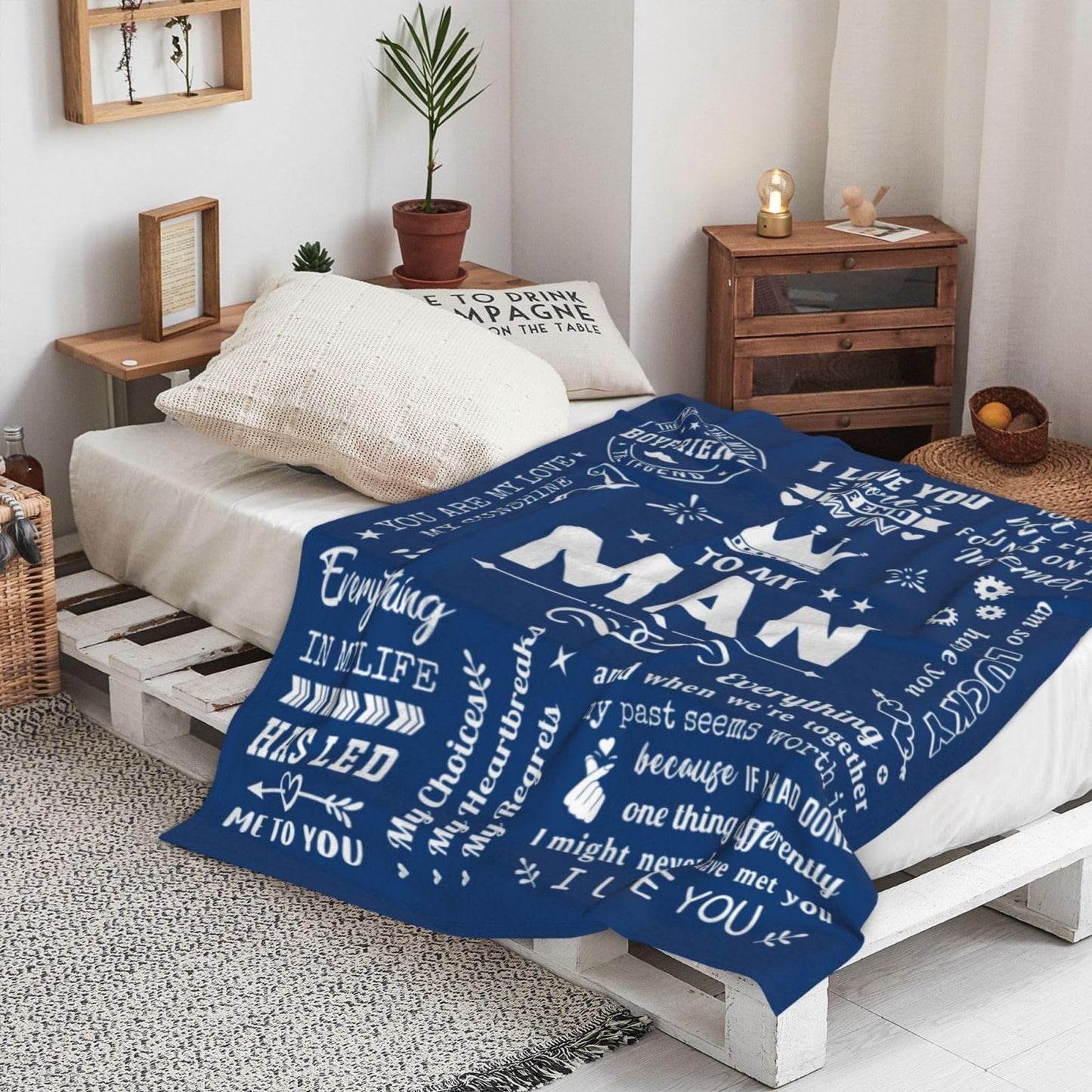 KJACGAD Boyfriend Gifts from Girlfriend, Birthday Gifts for Him Boyfriend Ideas, Anniversary Meaningful Gifts for Boyfriend Throw Blanket 60" x 50"