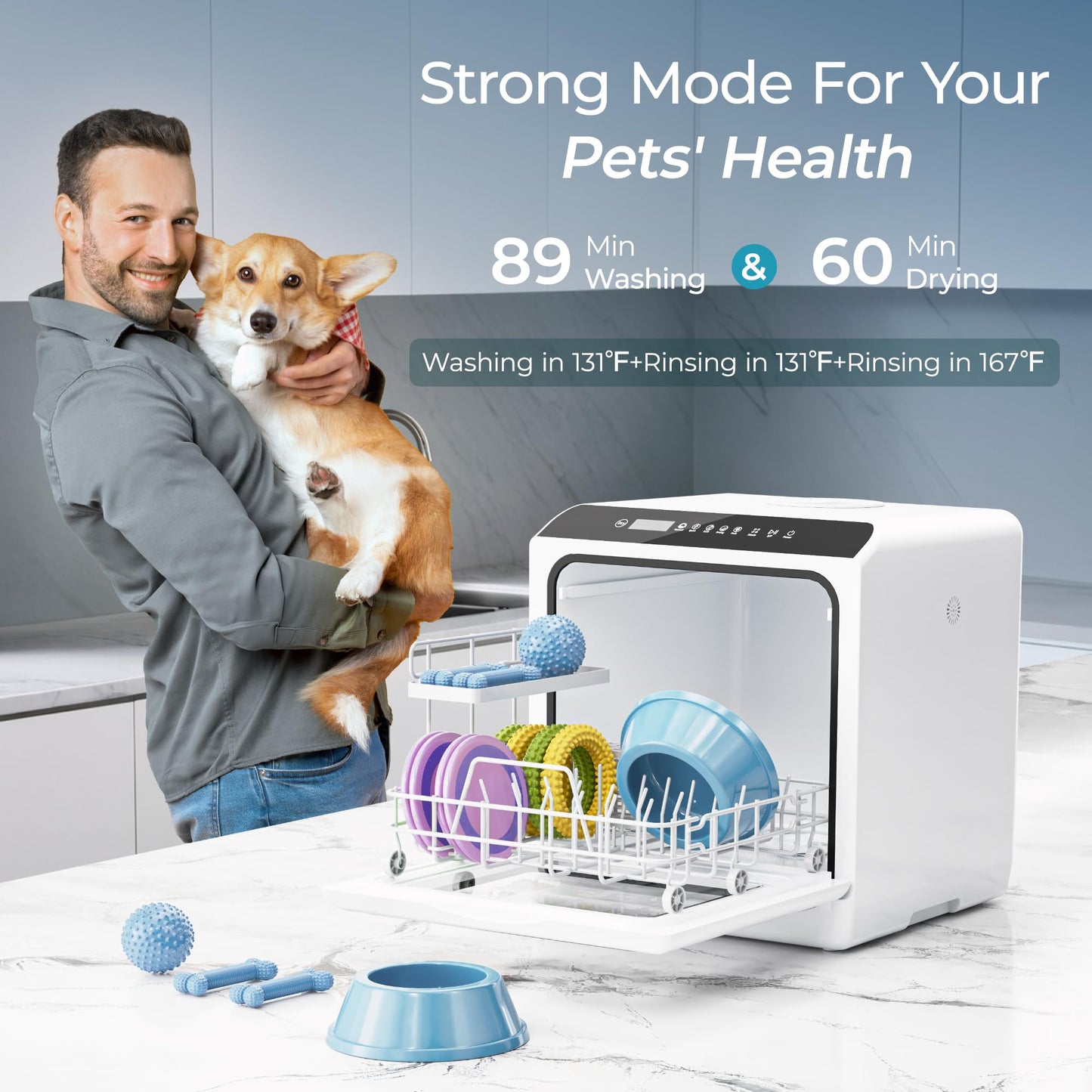 EUHOMY Mini Portable Dishwasher Countertop Compact Dishwashers, Tabletop Small Dishwasher with 5L Built-in Water Tank with 6 Modes and Baby Care for Apartments& RVs, No Hookup Needed