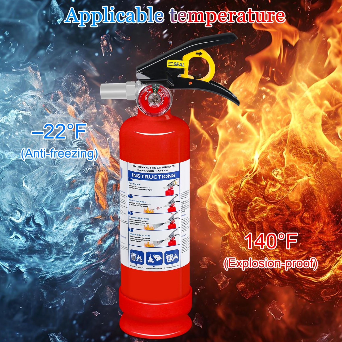 2-Pack ABC Dry Chemical Fire Extinguisher, 2.5 lb 1A:10B:C Fire Extinguisher for Home, Business, Boat, Truck, Quick Release Handle, Ideal for Electrical & Grease Fire Extinguisher