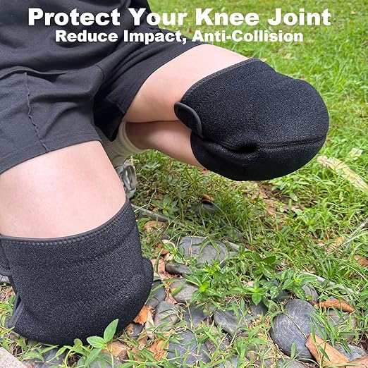 Knee pads for Men, Women Knee Pad for Gardening Kneeling Work, Flooring Kneepads with Soft Thick Foam Cushion for Weeding, Cleaning, Mechanic Knee Protector with Adjustable Strap, Black L (1 Pair)