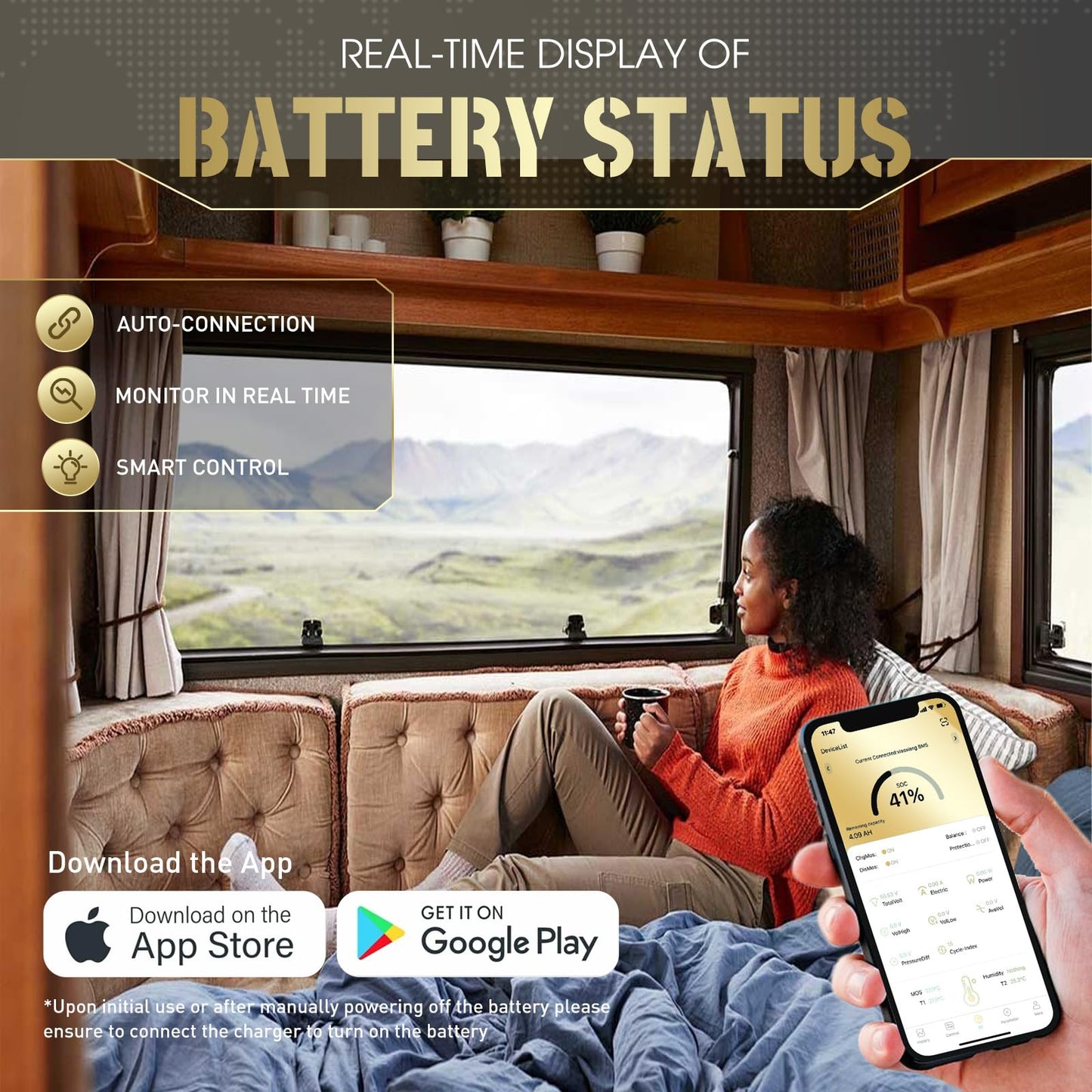 Pupvwmhb 12V200Ah Bluetooth Lifepo4 Lithium Battery, Built-In 200A Bms, Max.2560W Load Power,10 Years Lifetime 8000+ Cycles Deep