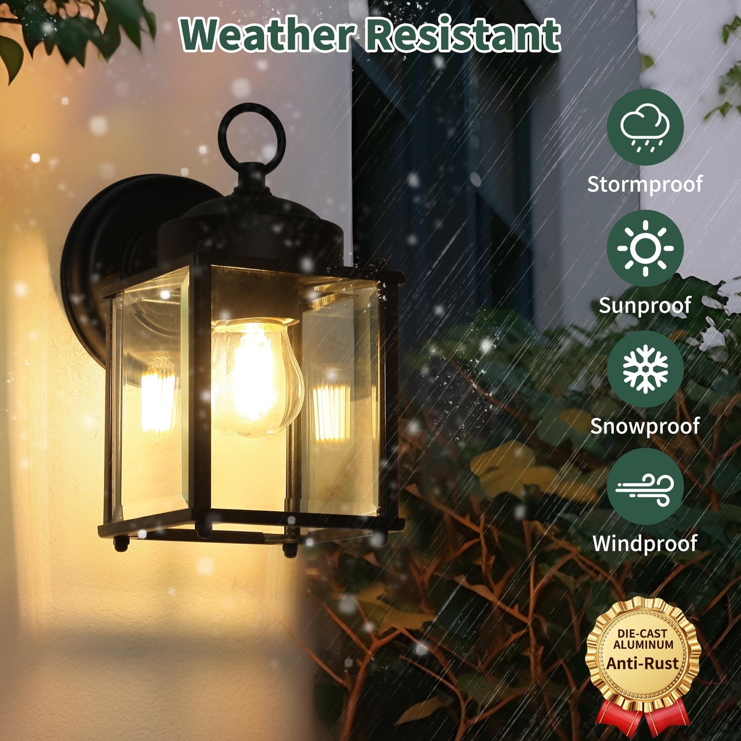 Kainozoic Outdoor Wall Light Fixtures Waterproof Matte Black Exterior Light Fixture Anti-Rust Outdoor Wall Lantern for Porch Patio Front Door Garage House