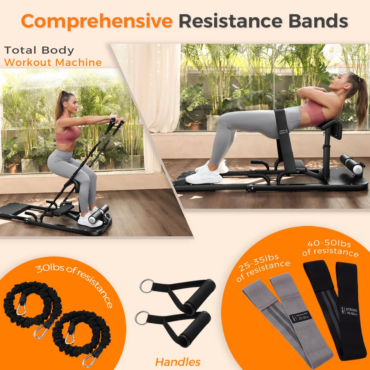 BODYRHYTHM Hip Thrust Machine with 2 Sets of Resistance Bands, Sissy Squat Machine, Squat Workout Machine & Glutes Workout Equipment, Bulgarian Split Squat Stand for Legged Lunges. (Black)