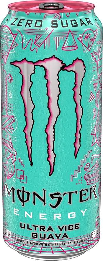 Monster Energy Ultra Vice Guava, Sugar Free Energy Drink, 16 Ounce (Pack of 15)