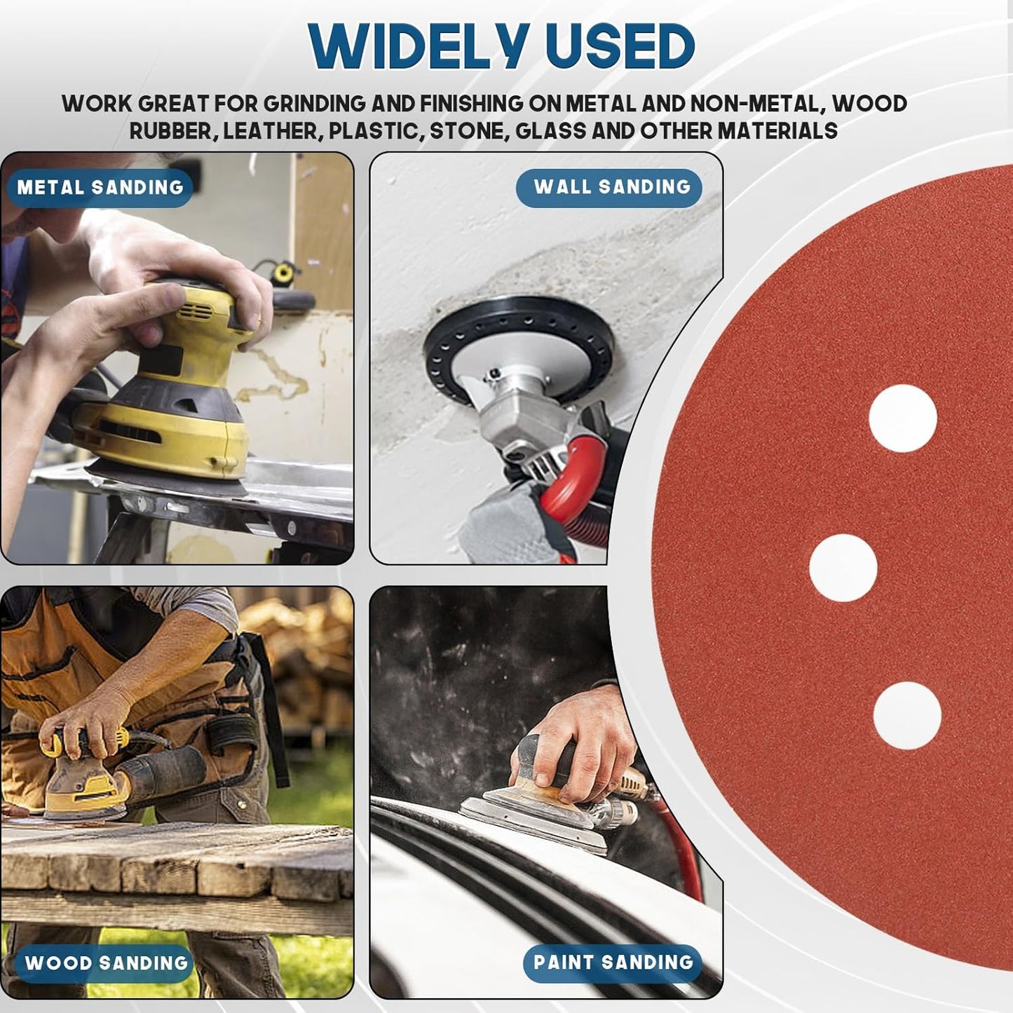 5 Inch 8 Hole Sanding Discs, 150 PCS 240 Grit Hook and Loop Sandpaper, Round Aluminum Oxide Sand Paper Discs for Random Orbital Sander