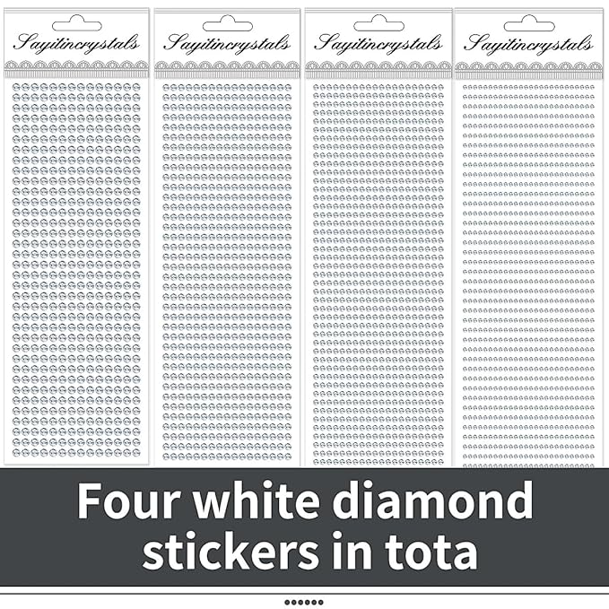 3090PCS Self Adhesive Rhinestone Stickers 3/4/5/6mm with White Gem Stickers for Face, Stick on Body Crystal Jewels Makeup Glue for Face Eye Hair Nails Make up and Craft Home Decor