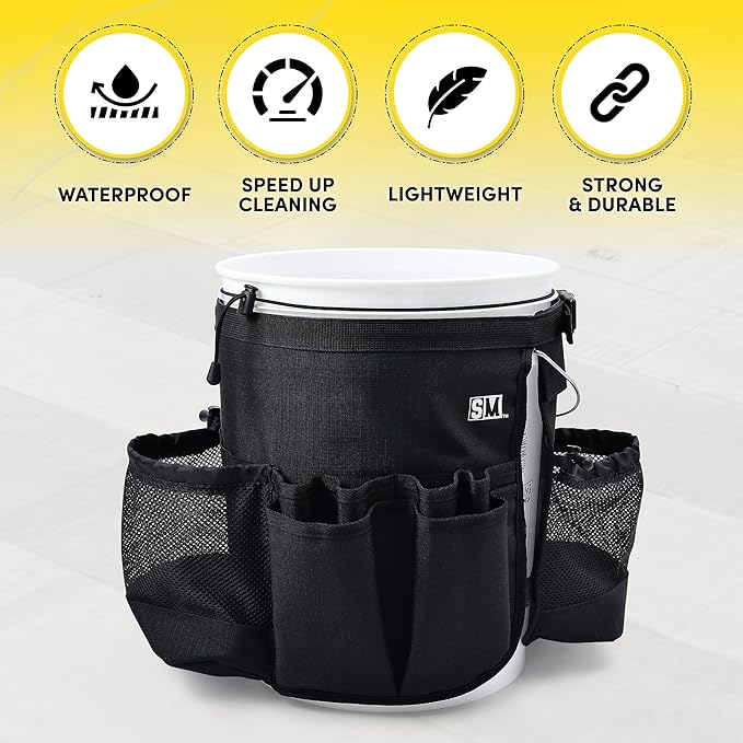 Bucket Caddy with Trash Band: Bucket Caddy for Detailing, Cars, Trucks, Motorcycles, Bikes, & House Cleaning