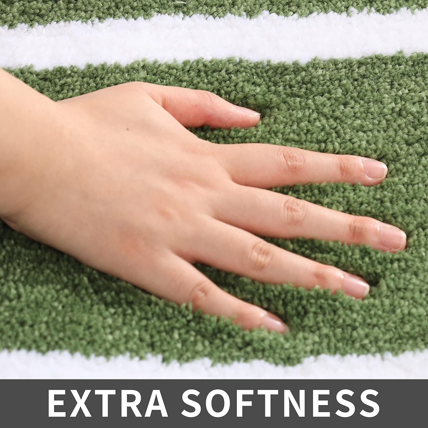 COSY HOMEER Extra Thick Bath Rugs - Anti-Slip Bath Linen Sets Mats Soft Plush 100% Strong Polyester Living Room Bathroom Water Absorbent(Green,17x27 - Inches)