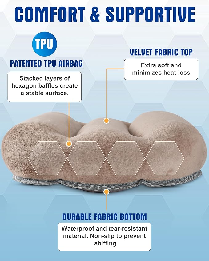 Kampair Ultralight Inflatable Camping Pillow for Sleeping – Soft Velvet Cover, Compact & Portable, Ergonomic Neck Support, Machine Washable Air Pillow, Perfect for Travel, Hiking, Backpacking – Brown