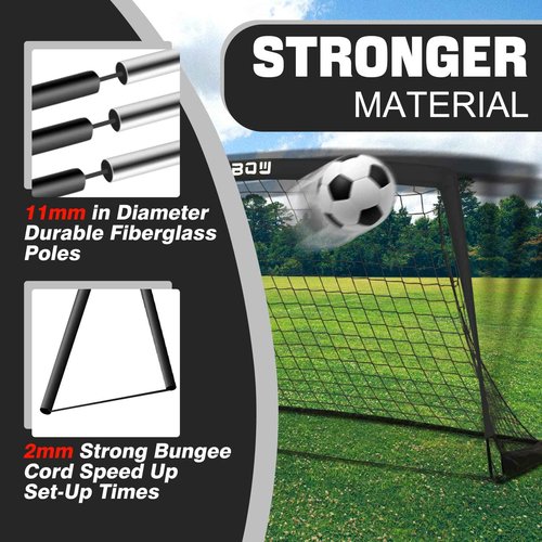 RUNBOW 9x5 ft Portable Kids Soccer Goal for Backyard Adult Junior Large Practice Soccer Net with Carry Bag (9x5FT, 2 Pack, Black)