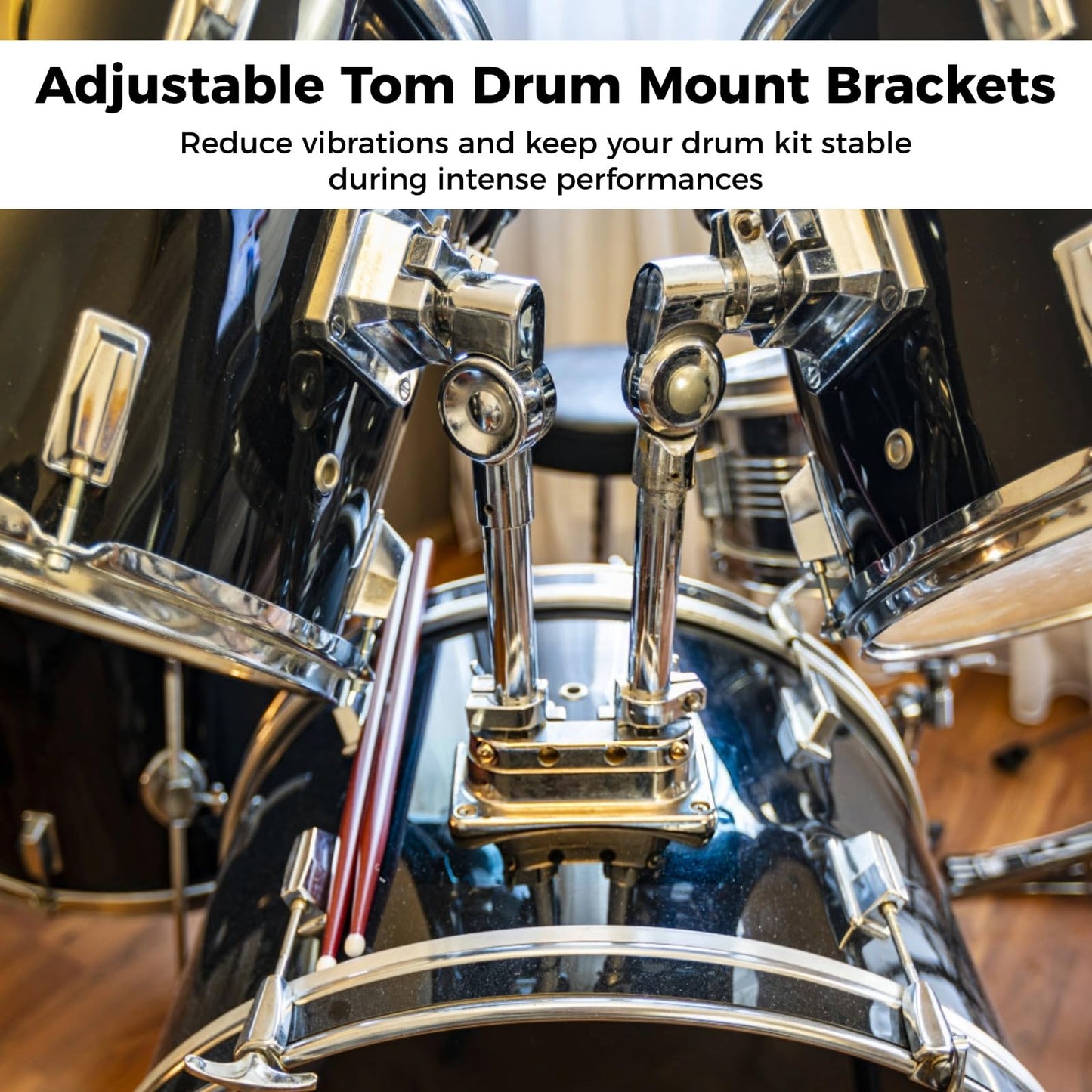4 Pcs Tom Drum Mount Bracket, Adjustable Metal Tom Mounting Holder Hardware Parts Tom Arm Clamp Replacement For Tom Drum Percuss