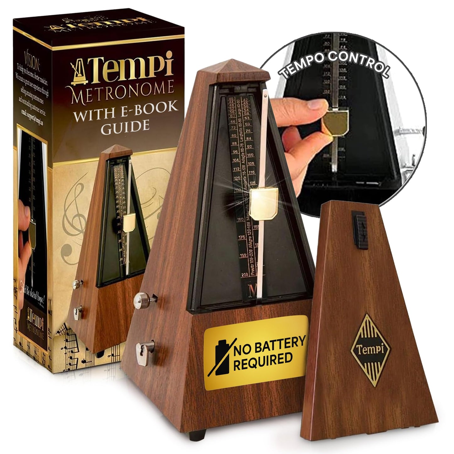 Tempi Metronome for Musicians - Mechanical Metronome for Piano, Metronome for Guitar/Violin or Metronome Music for Adults and Ki